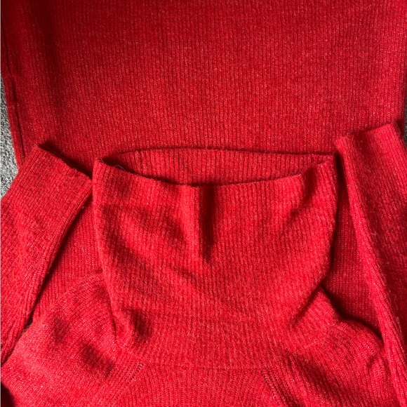 LOFT Cowl Neck Tamale Red Orange Sweater Dress | Medium Petite | Worn Once - Picture 5 of 6